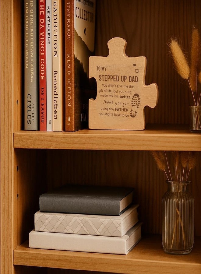 NELXI Best Step Dad Gifts, Bonus Dad Gifts, Wooden Puzzle Keepsake for Stepped Up Father Figure, Father’s Day Present, Birthday Appreciation from Stepdaughter, Meaningful Family Love Home Decor - Image 3